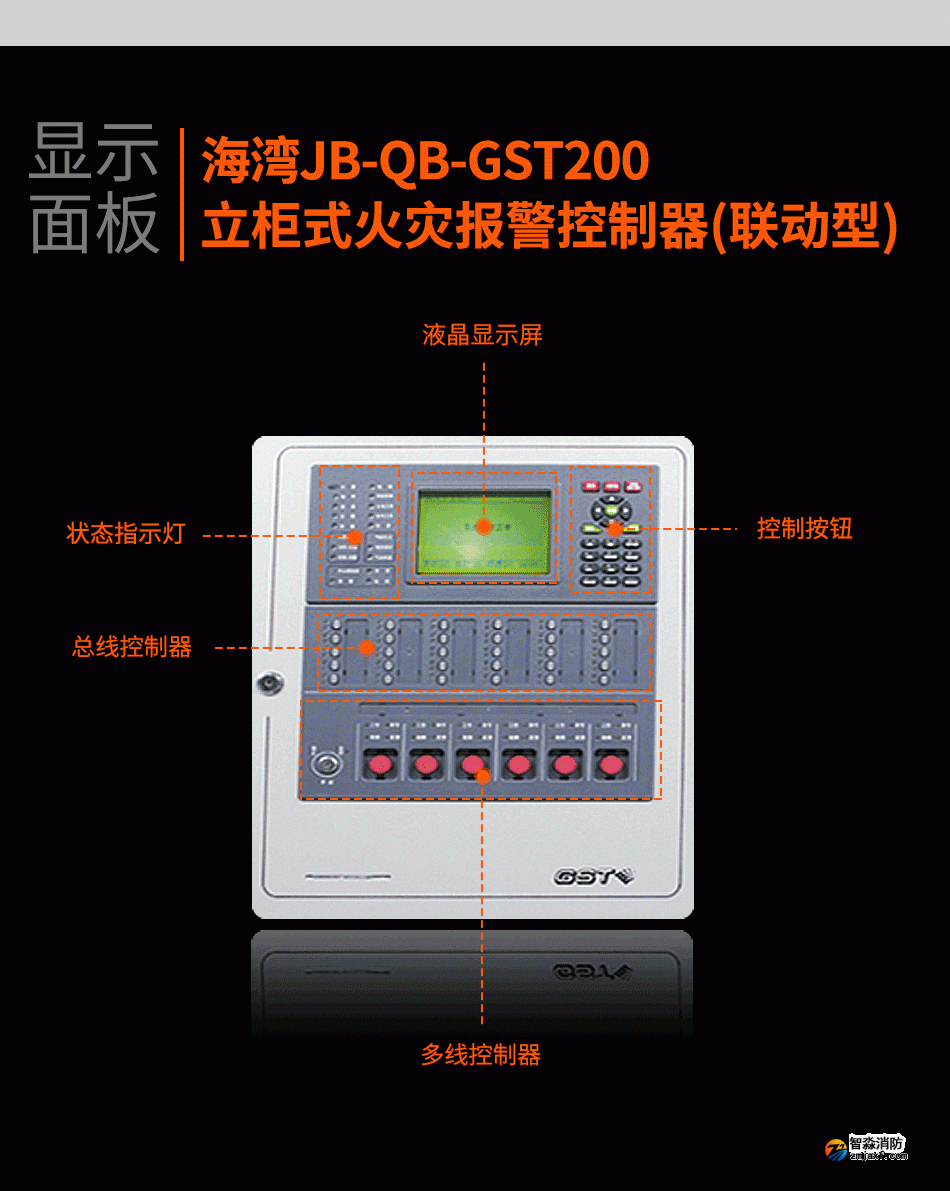 海湾JB-QB-GST200立柜式火灾报警控制器(联动型)显示面板