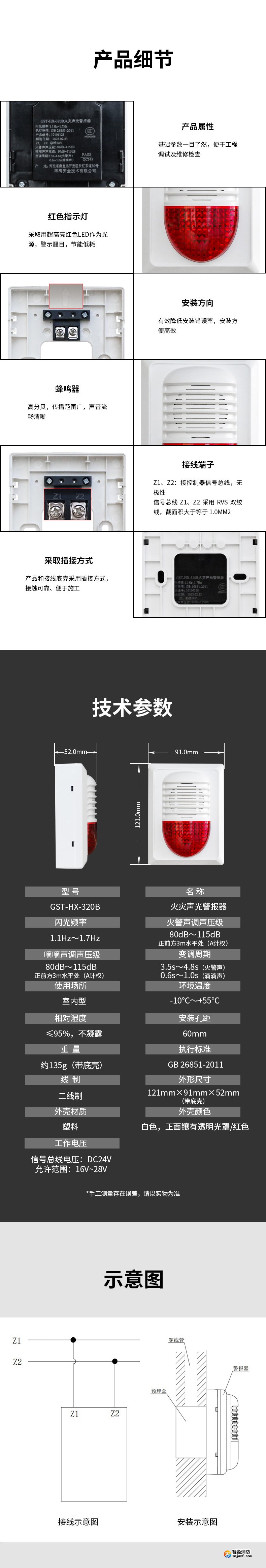 GST-HX-320B火灾声光警报器详情页2