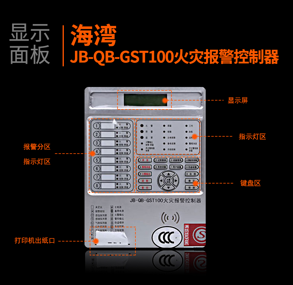 海湾JB-QB-GST100火灾报警控制器显示面板